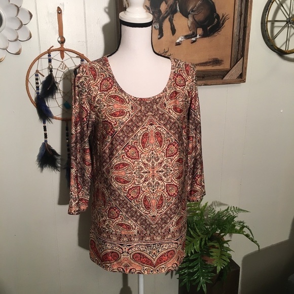 NWT Roz&Ali v neck open shoulder blouse - Picture 1 of 7